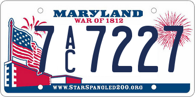 MD license plate 7AC7227