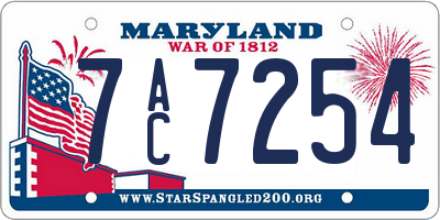MD license plate 7AC7254