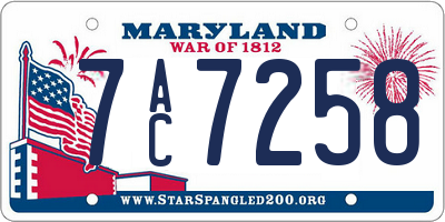 MD license plate 7AC7258