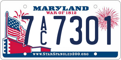 MD license plate 7AC7301