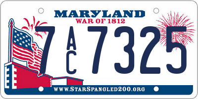 MD license plate 7AC7325