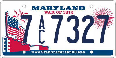 MD license plate 7AC7327