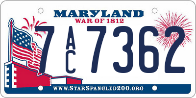 MD license plate 7AC7362