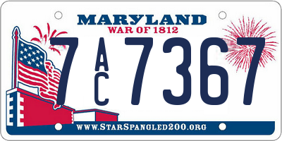 MD license plate 7AC7367