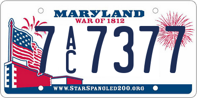MD license plate 7AC7377