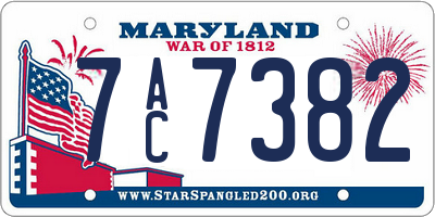 MD license plate 7AC7382