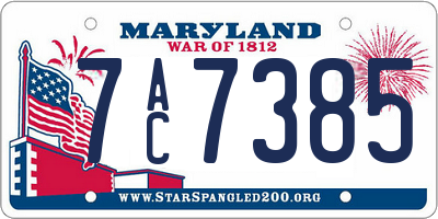 MD license plate 7AC7385