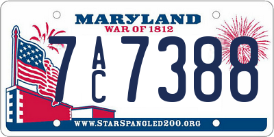 MD license plate 7AC7388