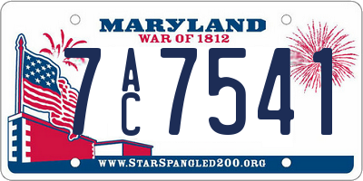 MD license plate 7AC7541