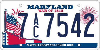 MD license plate 7AC7542