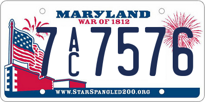 MD license plate 7AC7576