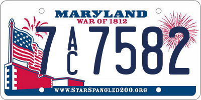MD license plate 7AC7582