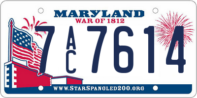 MD license plate 7AC7614