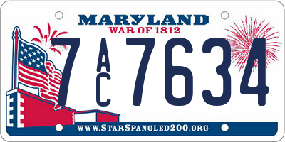 MD license plate 7AC7634