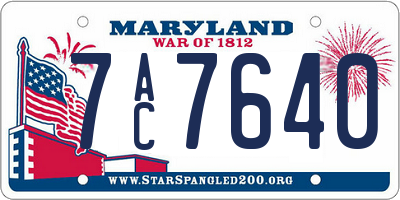 MD license plate 7AC7640
