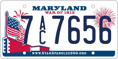 MD license plate 7AC7656