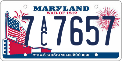 MD license plate 7AC7657