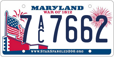 MD license plate 7AC7662