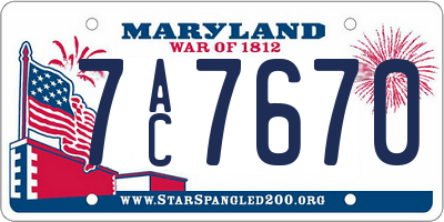 MD license plate 7AC7670