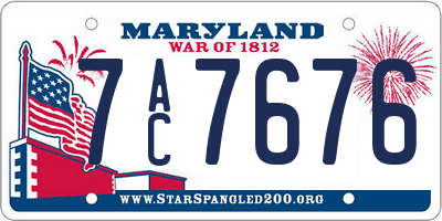 MD license plate 7AC7676