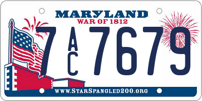 MD license plate 7AC7679
