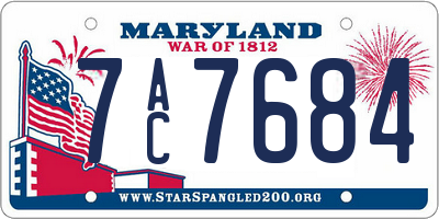 MD license plate 7AC7684