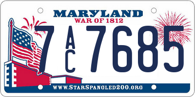 MD license plate 7AC7685