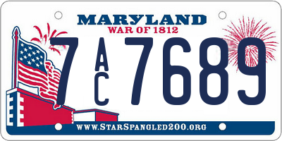 MD license plate 7AC7689