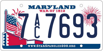 MD license plate 7AC7693