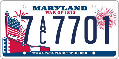 MD license plate 7AC7701