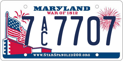 MD license plate 7AC7707