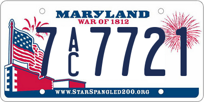MD license plate 7AC7721