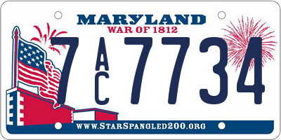 MD license plate 7AC7734