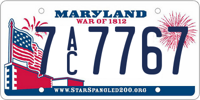 MD license plate 7AC7767
