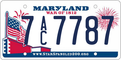 MD license plate 7AC7787