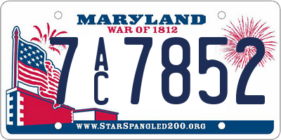 MD license plate 7AC7852
