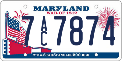 MD license plate 7AC7874