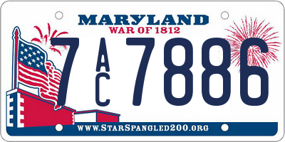 MD license plate 7AC7886
