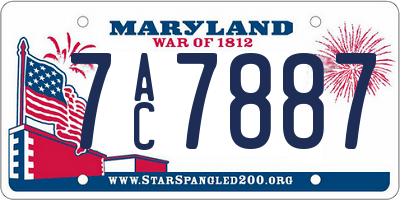 MD license plate 7AC7887