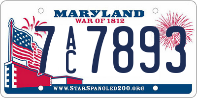 MD license plate 7AC7893