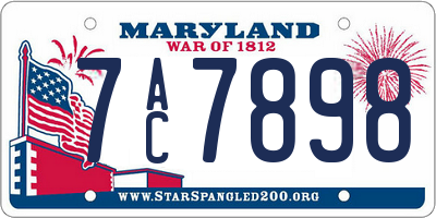 MD license plate 7AC7898