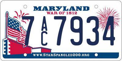 MD license plate 7AC7934