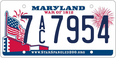 MD license plate 7AC7954