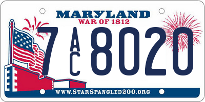 MD license plate 7AC8020