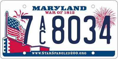 MD license plate 7AC8034