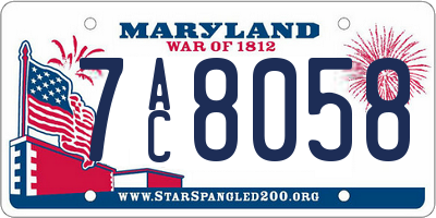 MD license plate 7AC8058