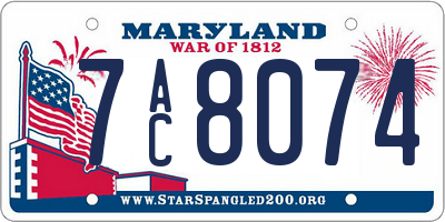 MD license plate 7AC8074