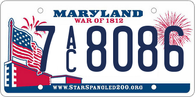 MD license plate 7AC8086