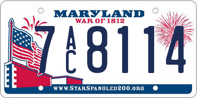 MD license plate 7AC8114