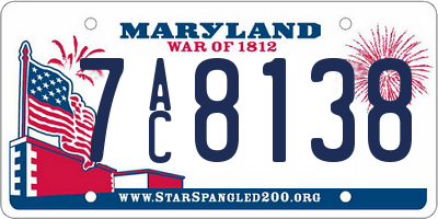 MD license plate 7AC8138